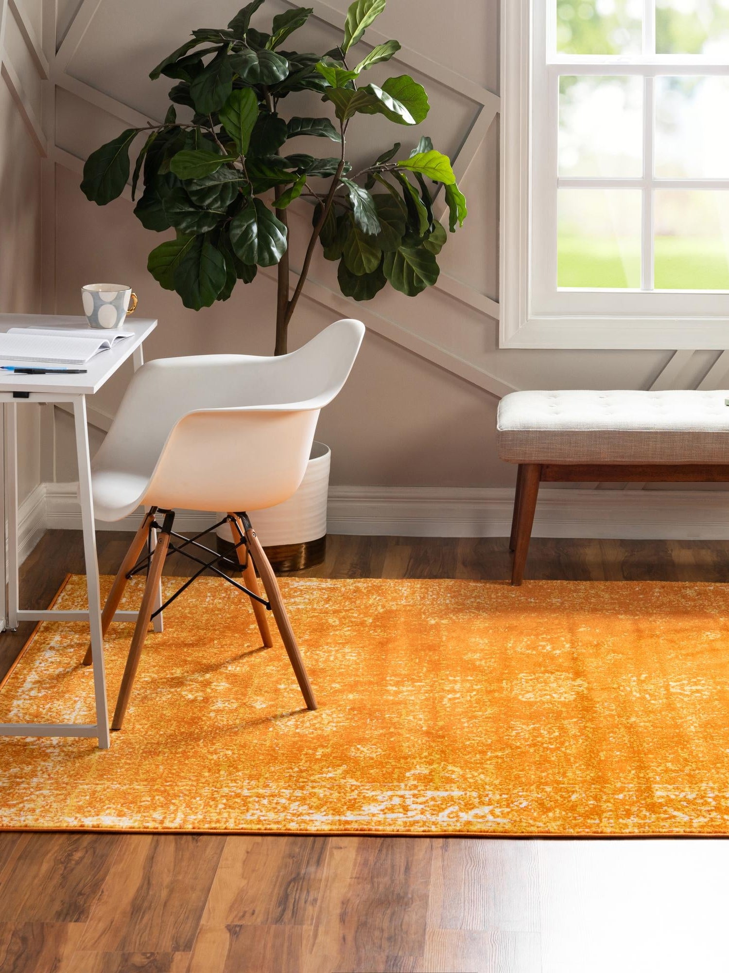 Orange 7' 1 x 10' Sofia Rectangle Area Rug Durable Easy Clean Stain Resistant Unique Carpet for Affordable Interior Home Design for Sale at Rug Engine