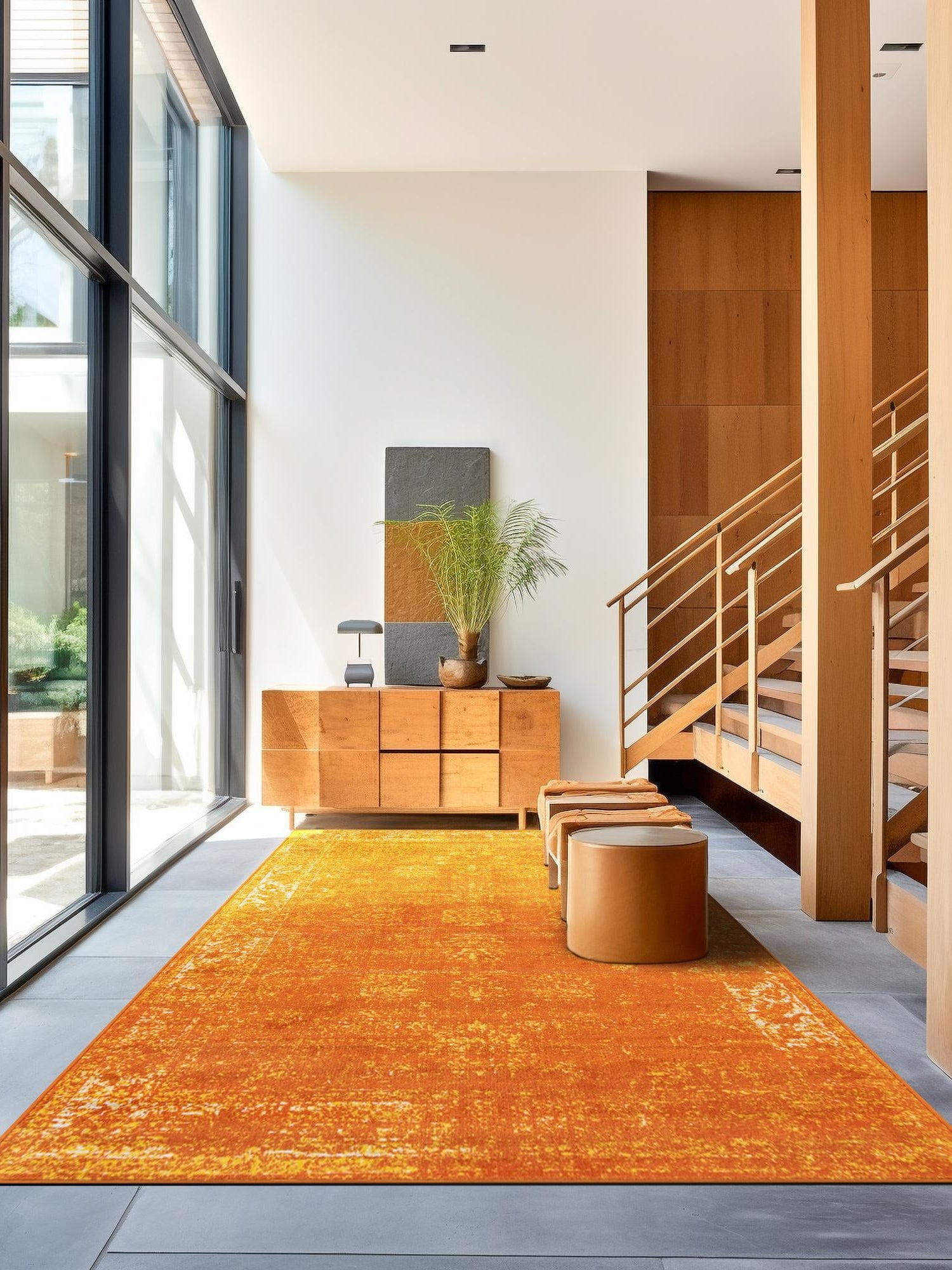 Orange 7' 10 x 10' Sofia Rectangle Area Rug Durable Easy Clean Stain Resistant Unique Carpet for Affordable Interior Home Design for Sale at Rug Engine