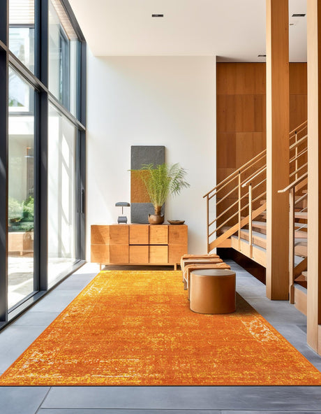 Orange 3' 1 x 5' 3 Sofia Rectangle Area Rug Durable Easy Clean Stain Resistant Unique Carpet for Affordable Interior Home Design for Sale at Rug Engine