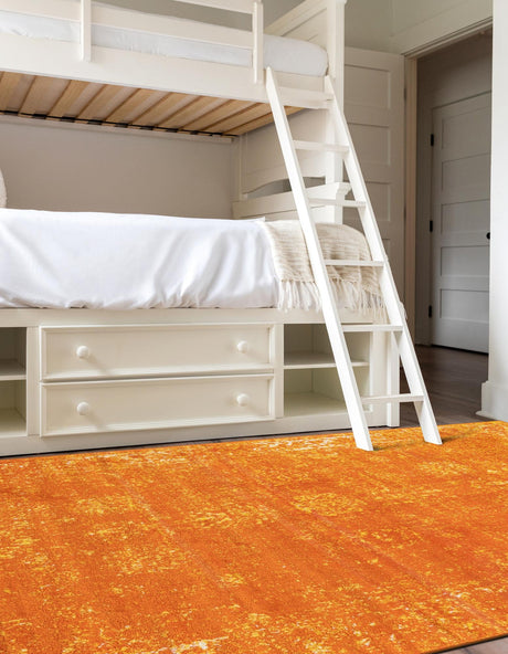 Orange 6' 1 x 9' Sofia Rectangle Area Rug Durable Easy Clean Stain Resistant Unique Carpet for Affordable Interior Home Design for Sale at Rug Engine