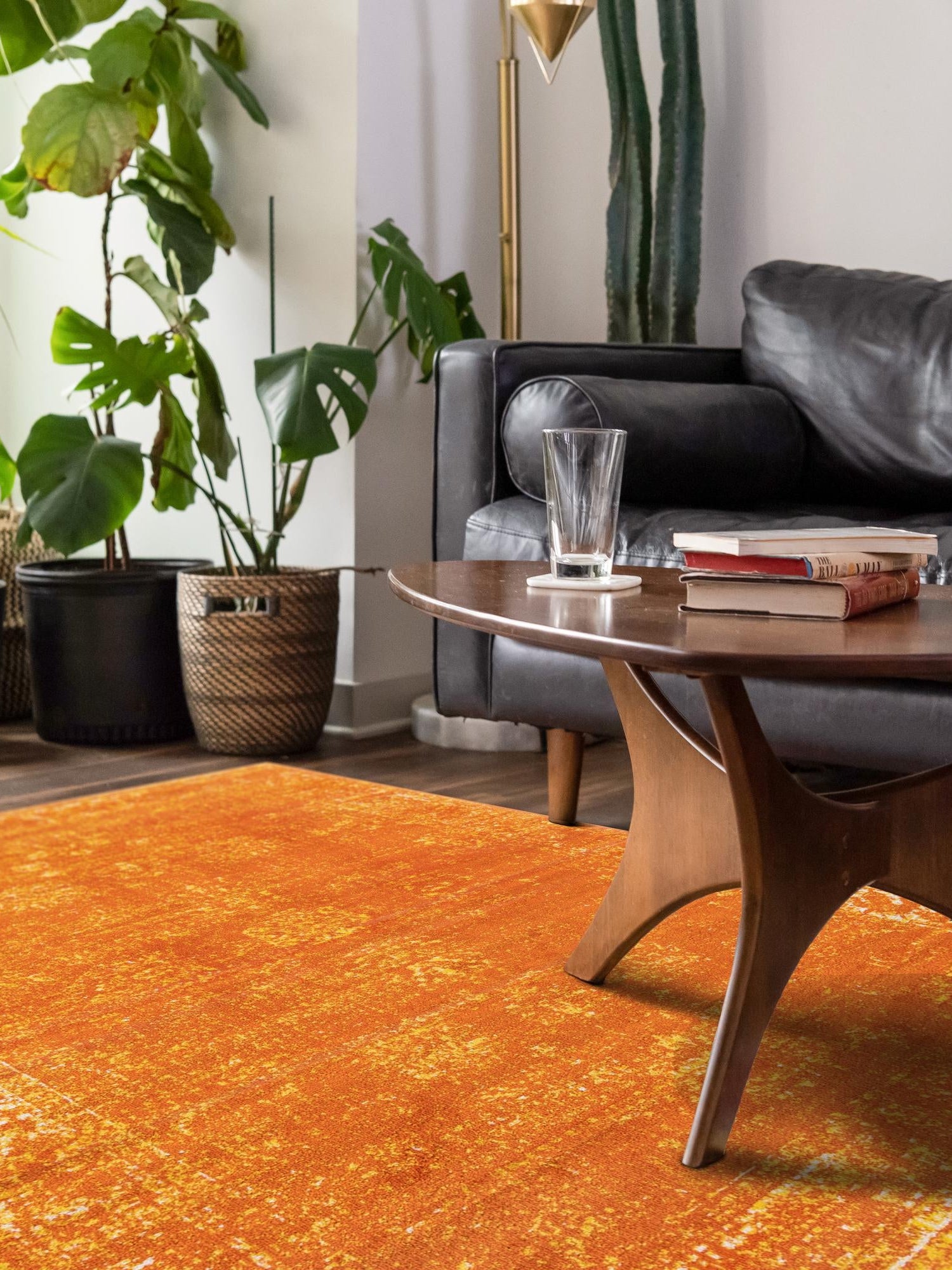 Orange 7' 10 x 11' Sofia Rectangle Area Rug Durable Easy Clean Stain Resistant Unique Carpet for Affordable Interior Home Design for Sale at Rug Engine