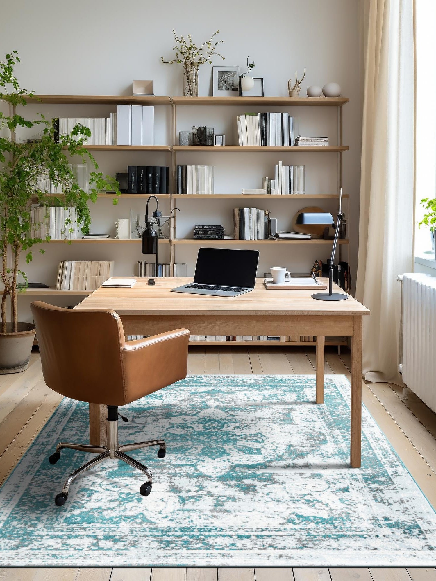Turquoise 7' 10 x 10' Sofia Rectangle Area Rug Durable Easy Clean Stain Resistant Unique Carpet for Affordable Interior Home Design for Sale at Rug Engine