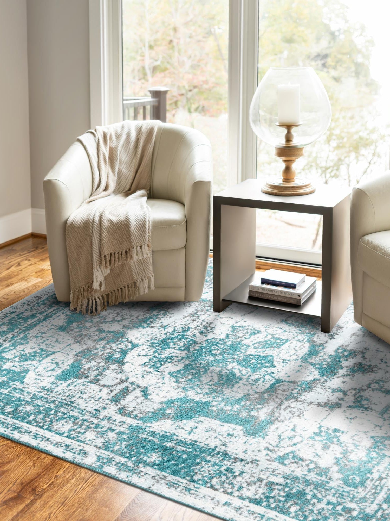 Turquoise 6' 1 x 9' Sofia Rectangle Area Rug Durable Easy Clean Stain Resistant Unique Carpet for Affordable Interior Home Design for Sale at Rug Engine