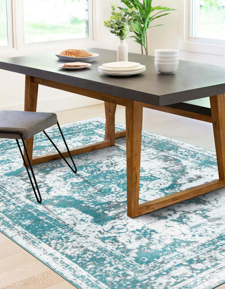 Turquoise 9' x 12' Sofia Rectangle Area Rug Durable Easy Clean Stain Resistant Unique Carpet for Affordable Interior Home Design for Sale at Rug Engine