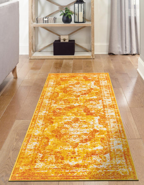 Orange 3' 3 x 16' 5 Sofia Runner Area Rug Durable Easy Clean Stain Resistant Unique Carpet for Affordable Interior Home Design for Sale at Rug Engine