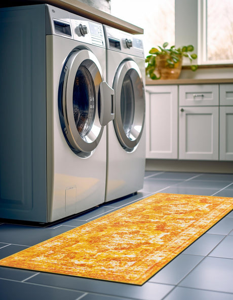 Orange 2' x 13' 1 Sofia Runner Area Rug Durable Easy Clean Stain Resistant Unique Carpet for Affordable Interior Home Design for Sale at Rug Engine