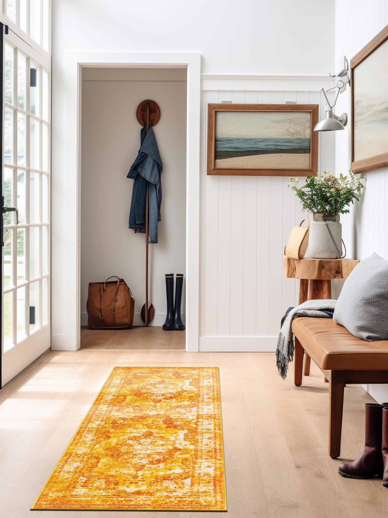 Orange 3' 3 x 16' 5 Sofia Runner Area Rug Durable Easy Clean Stain Resistant Unique Carpet for Affordable Interior Home Design for Sale at Rug Engine