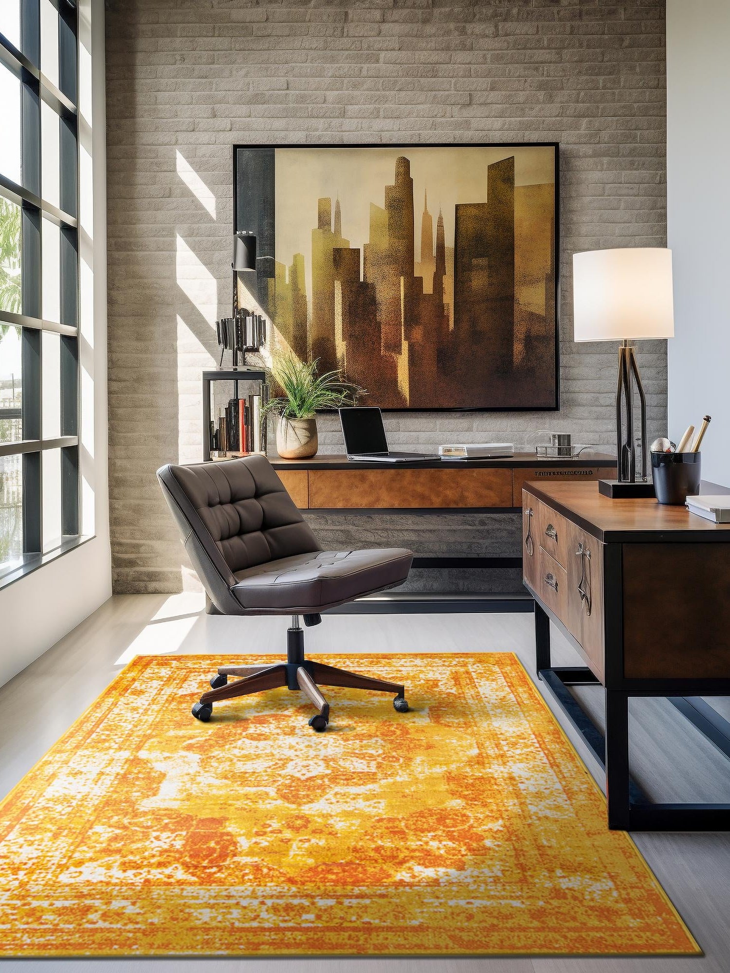 Orange 9' x 12' Sofia Rectangle Area Rug Durable Easy Clean Stain Resistant Unique Carpet for Affordable Interior Home Design for Sale at Rug Engine
