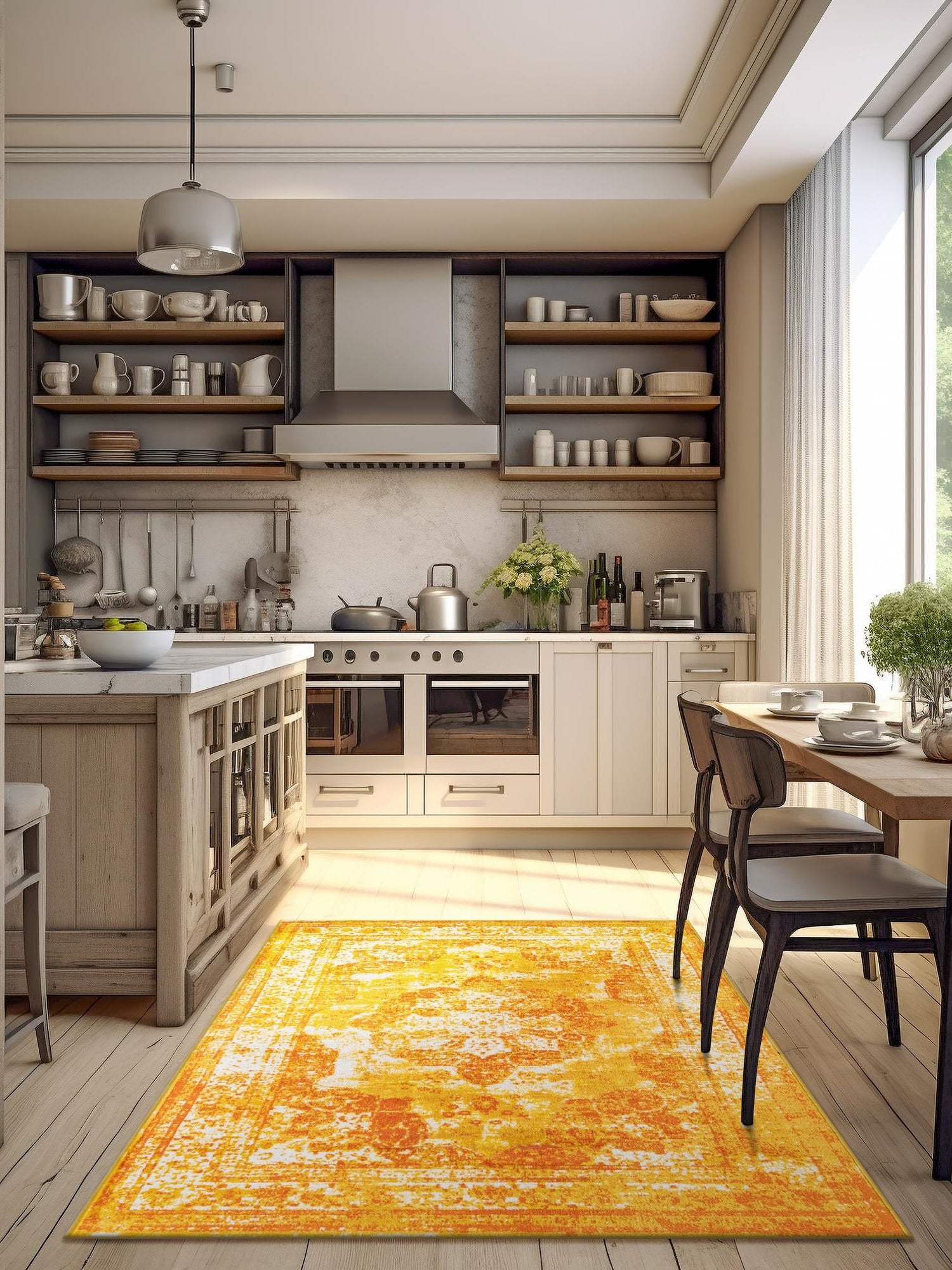 Orange 7' 10 x 10' Sofia Rectangle Area Rug Durable Easy Clean Stain Resistant Unique Carpet for Affordable Interior Home Design for Sale at Rug Engine