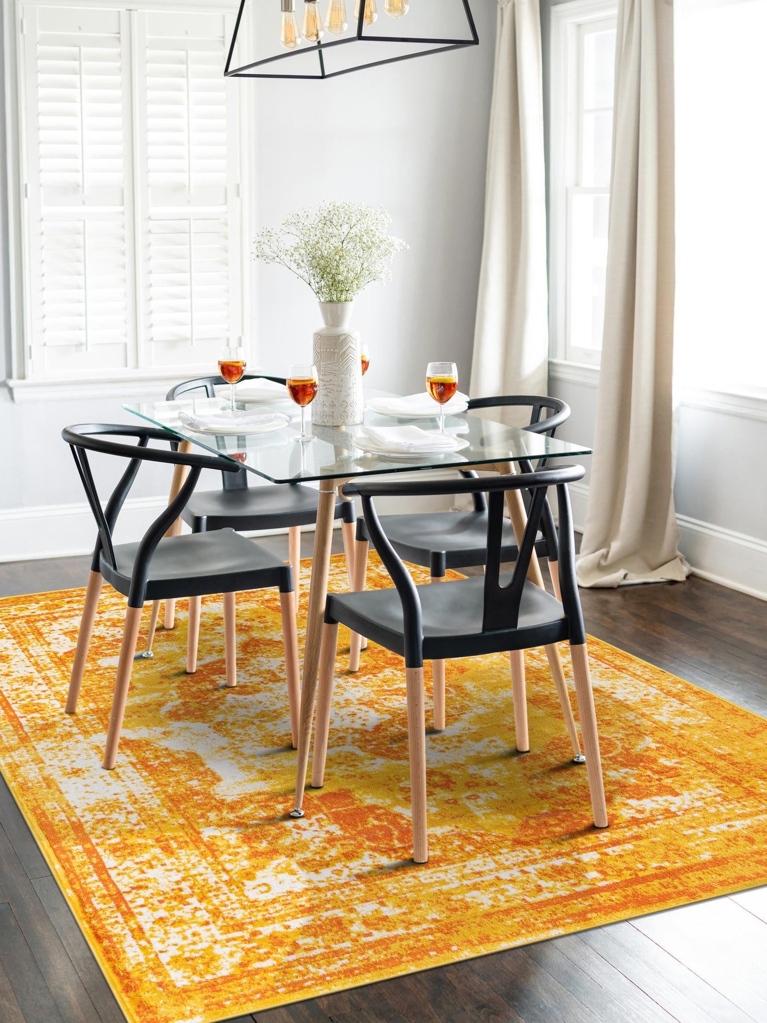 Orange 9' x 12' Sofia Rectangle Area Rug Durable Easy Clean Stain Resistant Unique Carpet for Affordable Interior Home Design for Sale at Rug Engine