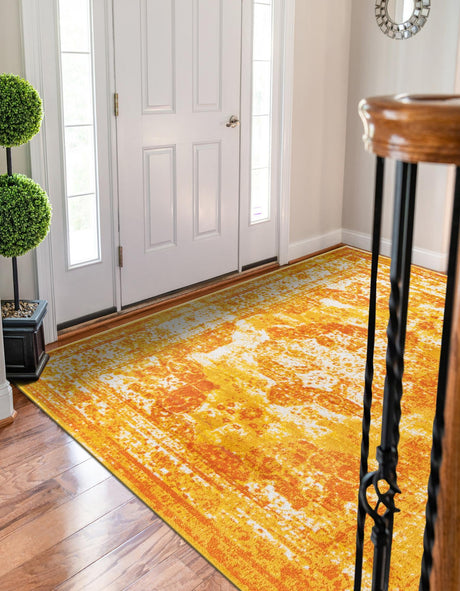 Orange 9' x 12' Sofia Rectangle Area Rug Durable Easy Clean Stain Resistant Unique Carpet for Affordable Interior Home Design for Sale at Rug Engine