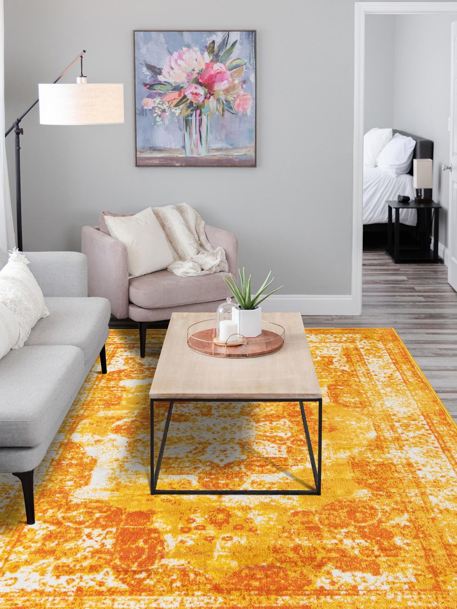 Orange 3' 1 x 5' 3 Sofia Rectangle Area Rug Durable Easy Clean Stain Resistant Unique Carpet for Affordable Interior Home Design for Sale at Rug Engine