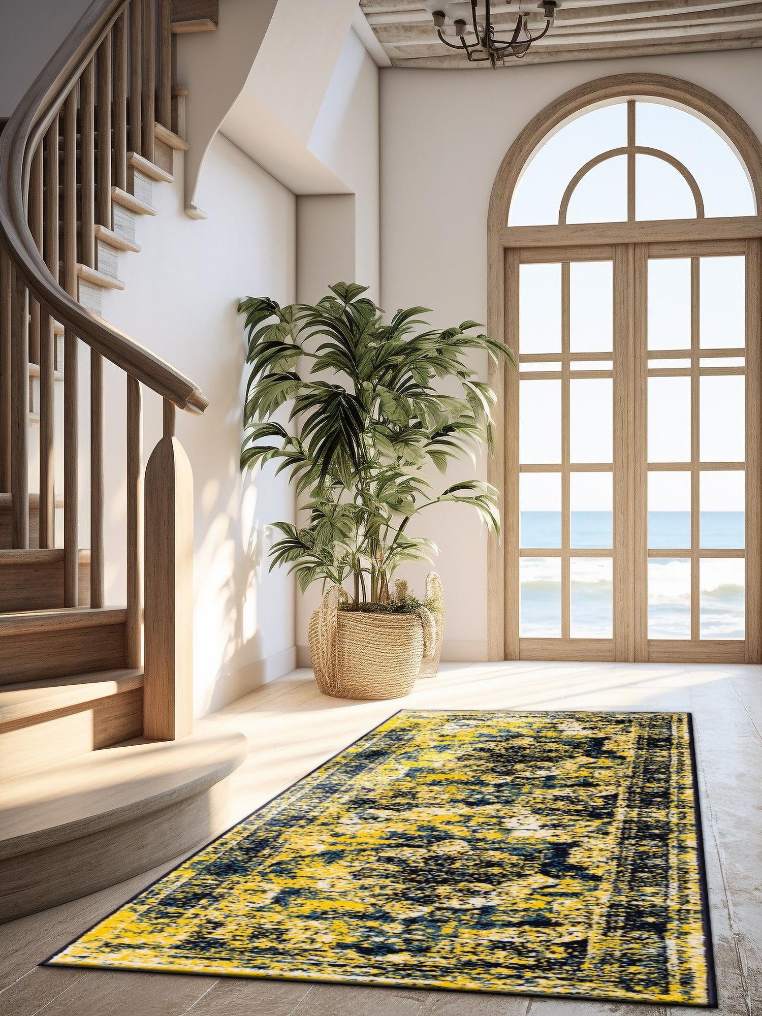Navy Blue 3' 3 x 16' 5 Sofia Runner Area Rug Durable Easy Clean Stain Resistant Unique Carpet for Affordable Interior Home Design for Sale at Rug Engine