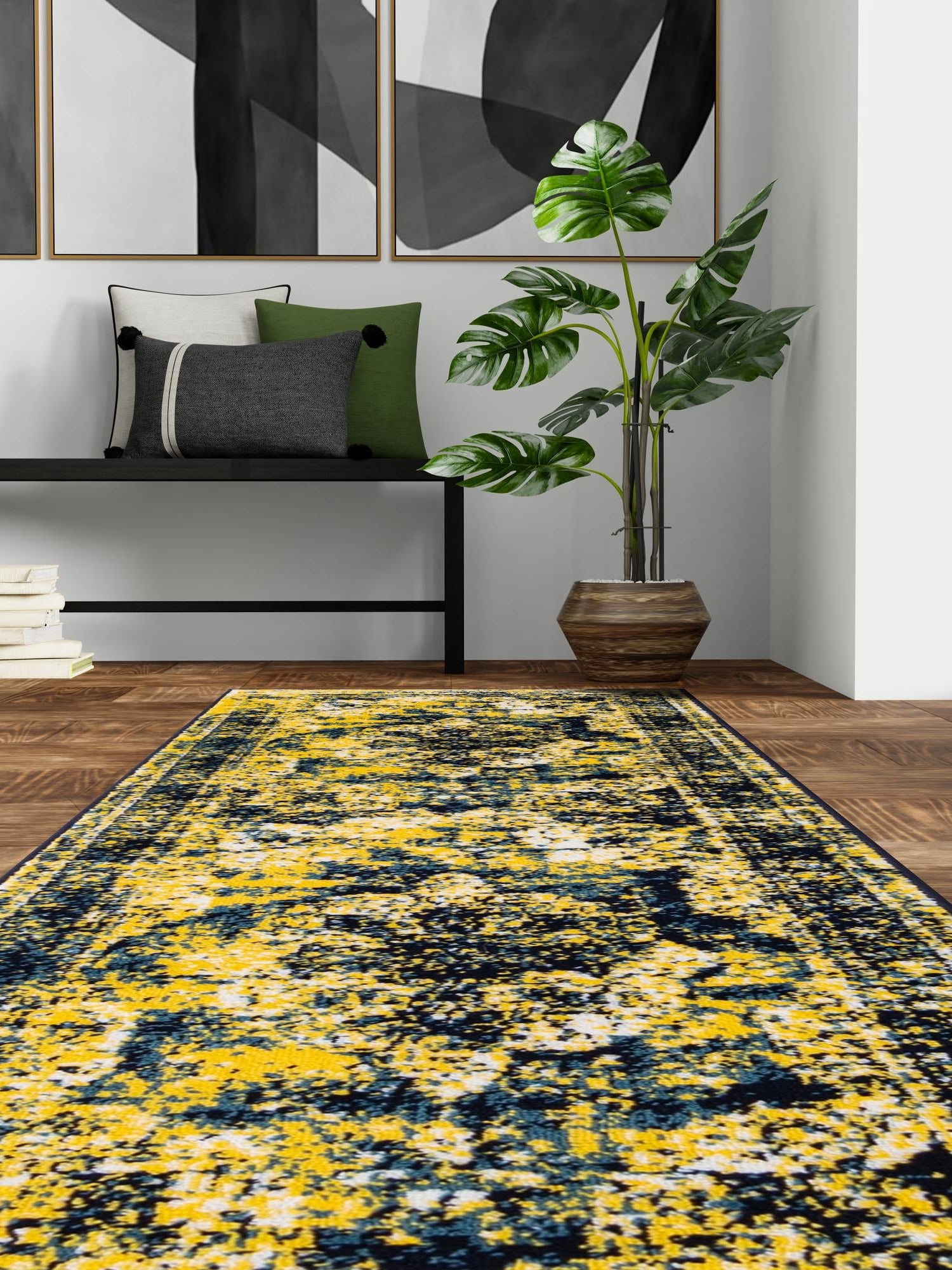 Navy Blue 2' x 13' 1 Sofia Runner Area Rug Durable Easy Clean Stain Resistant Unique Carpet for Affordable Interior Home Design for Sale at Rug Engine