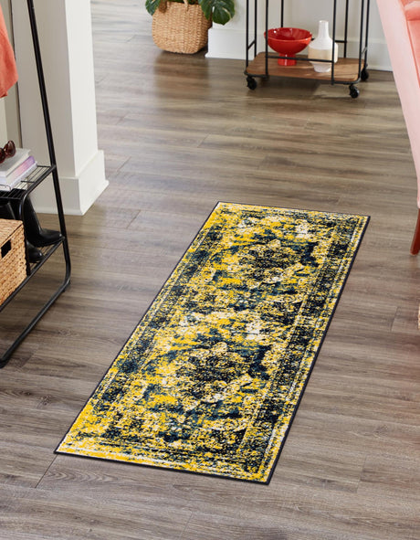 Navy Blue 3' 3 x 19' 8 Sofia Runner Area Rug Durable Easy Clean Stain Resistant Unique Carpet for Affordable Interior Home Design for Sale at Rug Engine