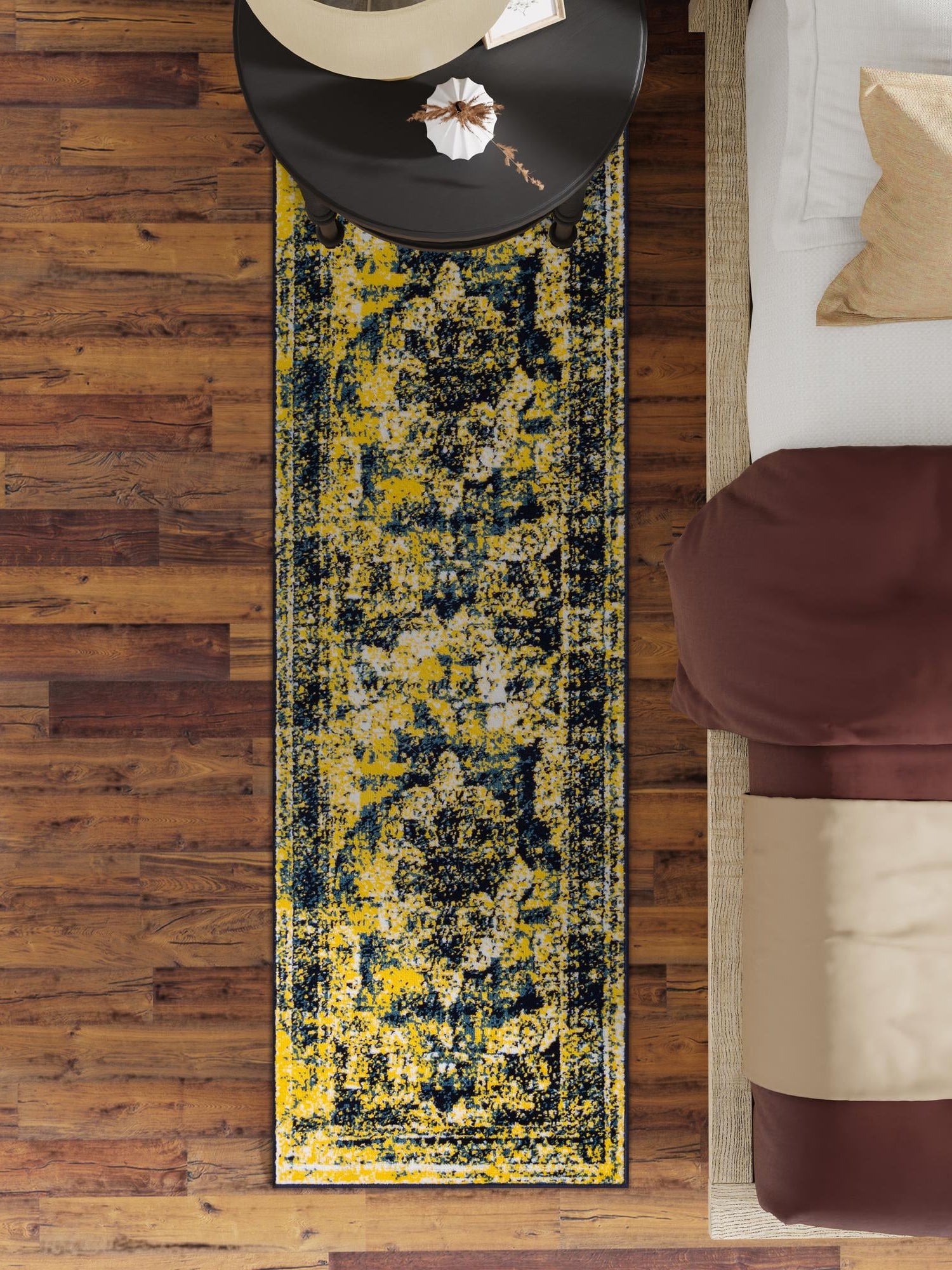 Navy Blue 2' x 6' 7 Sofia Runner Area Rug Durable Easy Clean Stain Resistant Unique Carpet for Affordable Interior Home Design for Sale at Rug Engine
