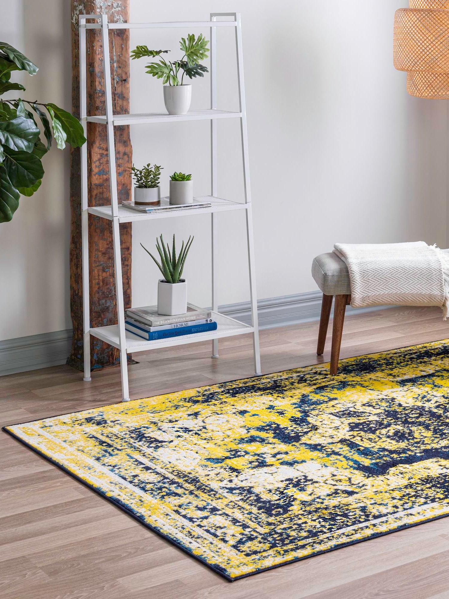 Navy Blue 4' 1 x 6' 1 Sofia Rectangle Area Rug Durable Easy Clean Stain Resistant Unique Carpet for Affordable Interior Home Design for Sale at Rug Engine