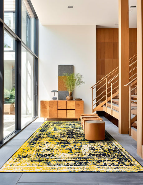 Navy Blue 9' x 12' Sofia Rectangle Area Rug Durable Easy Clean Stain Resistant Unique Carpet for Affordable Interior Home Design for Sale at Rug Engine