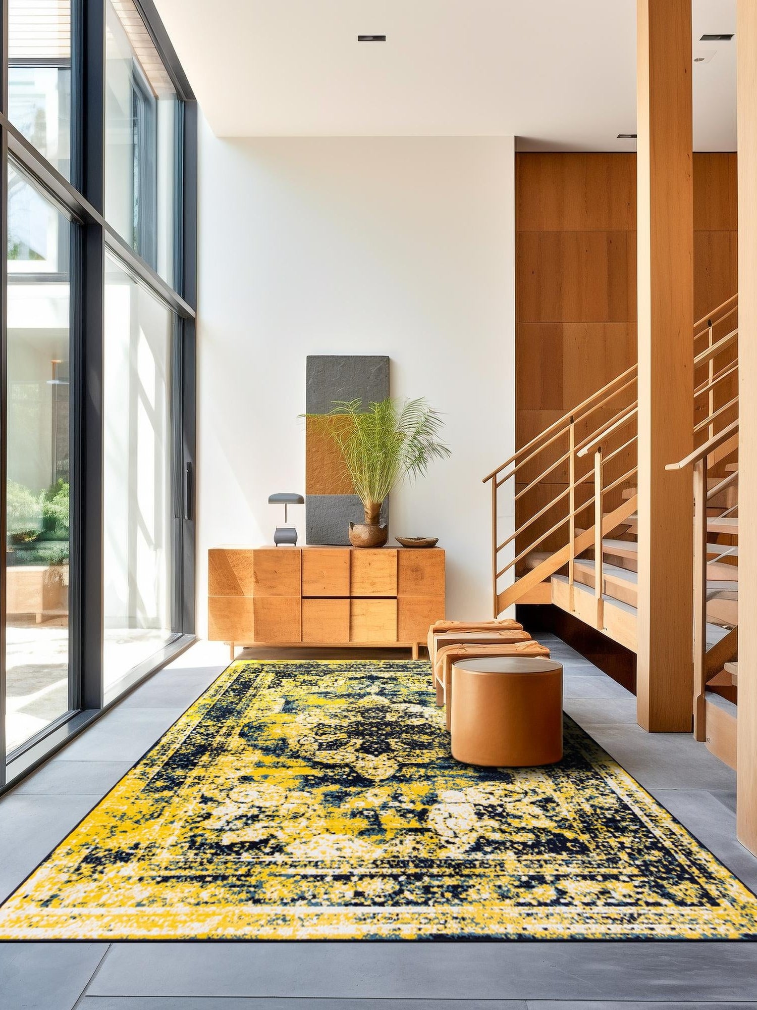 Navy Blue 7' 1 x 10' Sofia Rectangle Area Rug Durable Easy Clean Stain Resistant Unique Carpet for Affordable Interior Home Design for Sale at Rug Engine