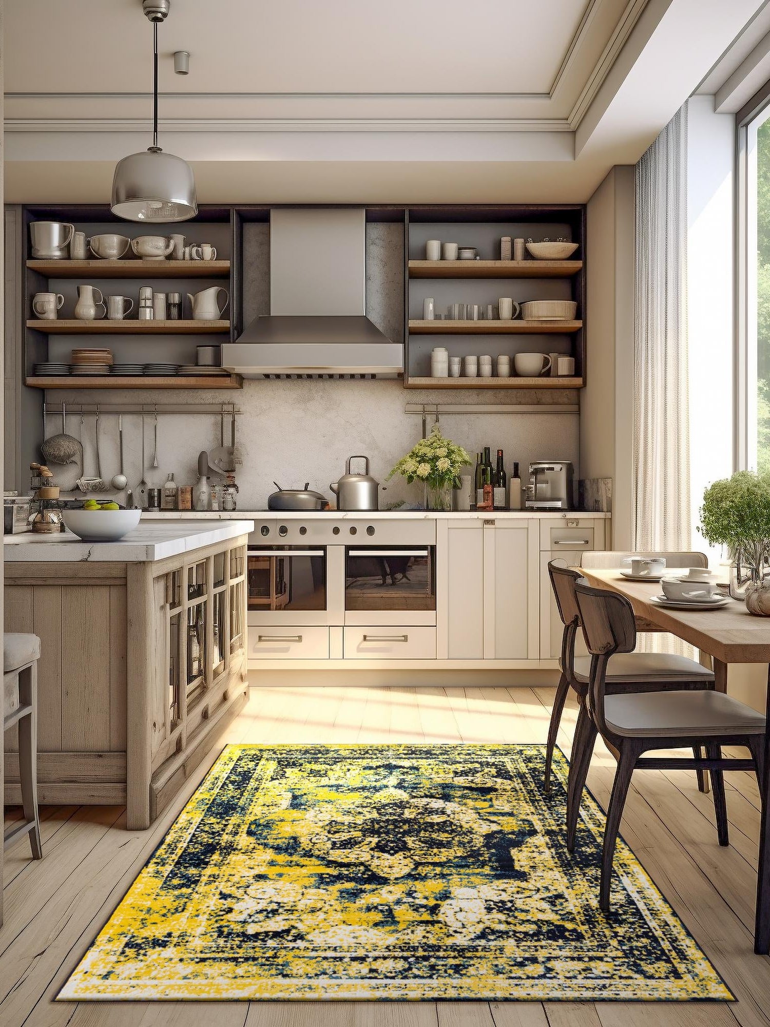 Navy Blue 6' 1 x 9' Sofia Rectangle Area Rug Durable Easy Clean Stain Resistant Unique Carpet for Affordable Interior Home Design for Sale at Rug Engine