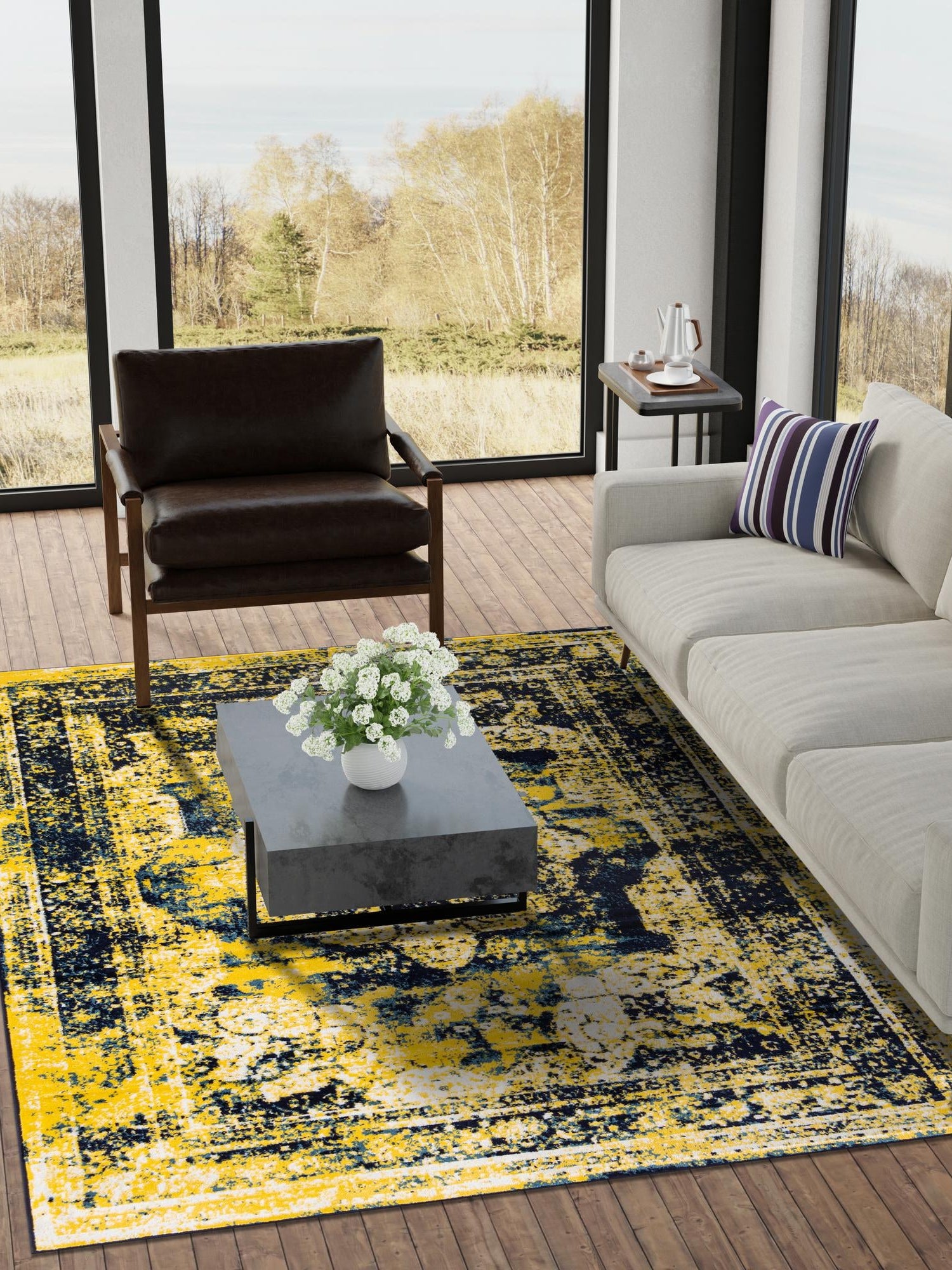 Navy Blue 9' x 12' Sofia Rectangle Area Rug Durable Easy Clean Stain Resistant Unique Carpet for Affordable Interior Home Design for Sale at Rug Engine