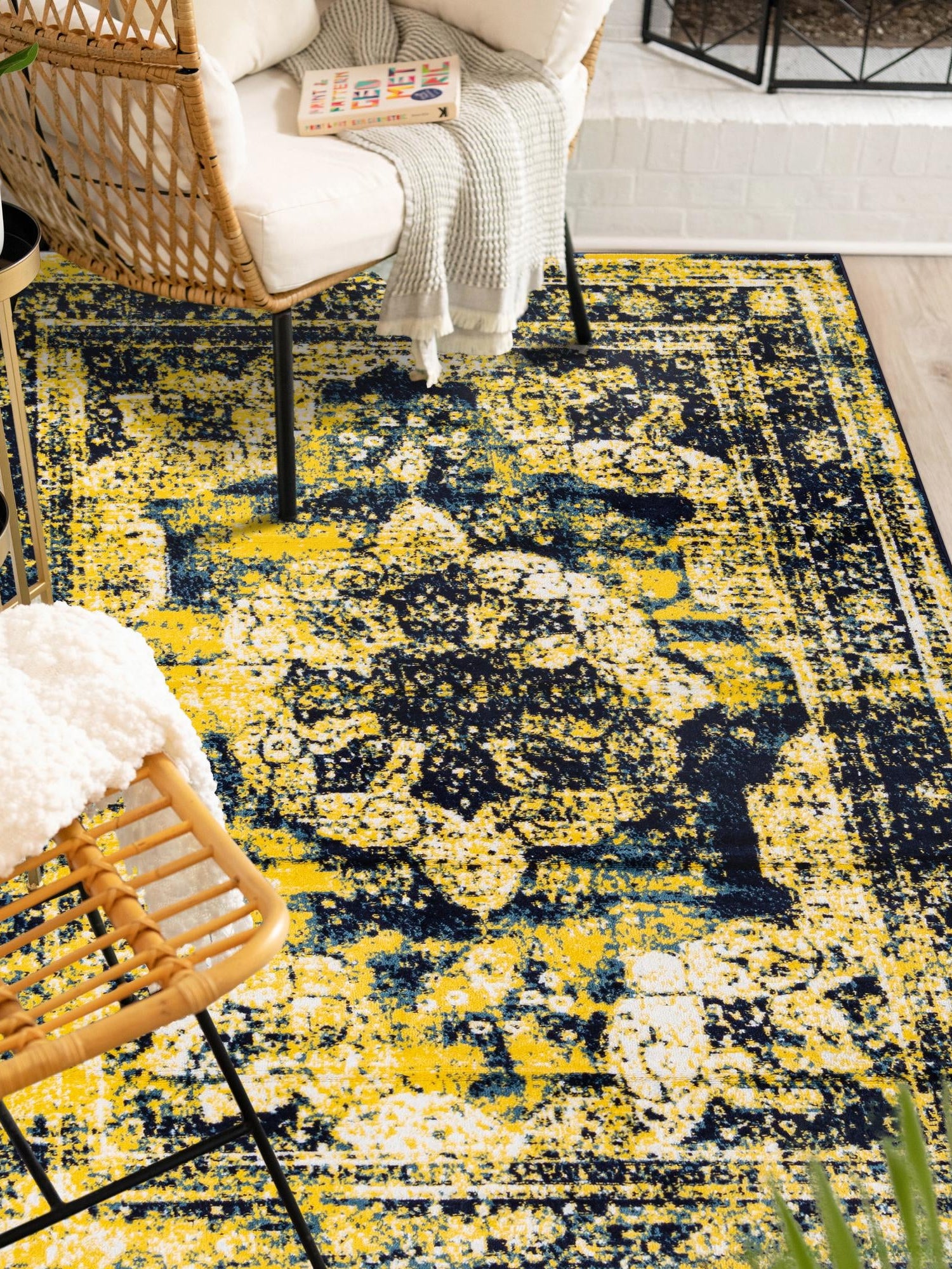 Navy Blue 5' 3 x 8' Sofia Rectangle Area Rug Durable Easy Clean Stain Resistant Unique Carpet for Affordable Interior Home Design for Sale at Rug Engine