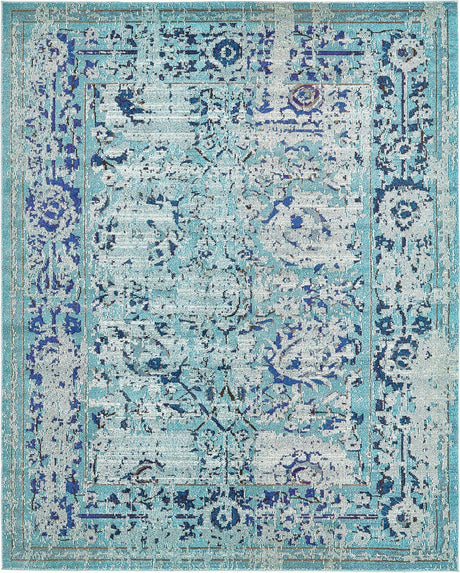 Light Blue 8' x 10' Medici Rectangle Area Rug 100% Polypropylene Traditional Vintage Classic Carpet for Home Interior Design Decor for Sale at Rug Engine