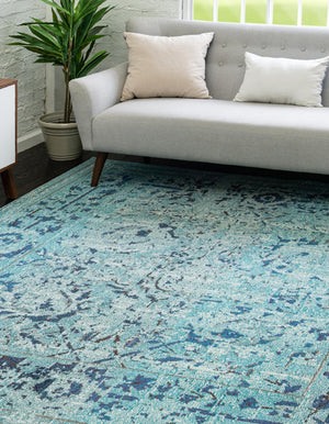 Light Blue 8' x 8' Medici Square Area Rug 100% Polypropylene Traditional Vintage Classic Carpet for Home Interior Design Decor for Sale at Rug Engine