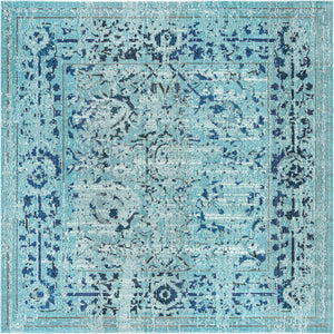 Light Blue 8' x 8' Medici Square Area Rug 100% Polypropylene Traditional Vintage Classic Carpet for Home Interior Design Decor for Sale at Rug Engine