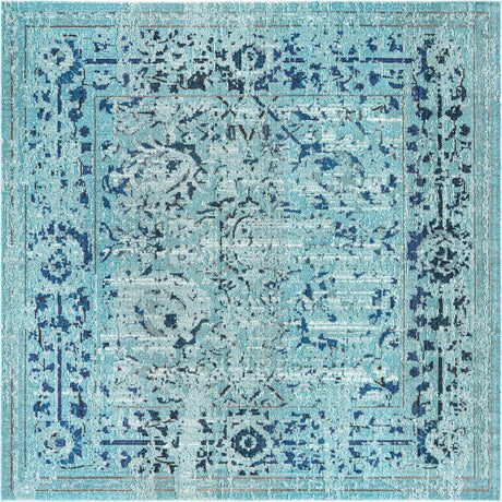 Light Blue 8' x 8' Medici Square Area Rug 100% Polypropylene Traditional Vintage Classic Carpet for Home Interior Design Decor for Sale at Rug Engine