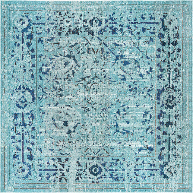 Light Blue 8' x 8' Medici Square Area Rug 100% Polypropylene Traditional Vintage Classic Carpet for Home Interior Design Decor for Sale at Rug Engine