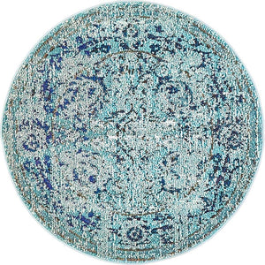 Light Blue 3' 3 x 3' 3 Medici Round Area Rug 100% Polypropylene Traditional Vintage Classic Carpet for Home Interior Design Decor for Sale at Rug Engine