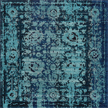 Blue 8' x 8' Medici Square Area Rug 100% Polypropylene Traditional Vintage Classic Carpet for Home Interior Design Decor for Sale at Rug Engine