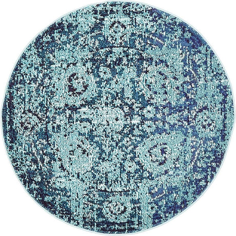 Blue 3' 3 x 3' 3 Medici Round Area Rug 100% Polypropylene Traditional Vintage Classic Carpet for Home Interior Design Decor for Sale at Rug Engine