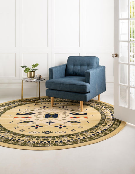 Cream 7' 10 x 7' 10 Taftan Round Area Rug