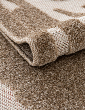 Beige 2' x 6' Outdoor Botanical Runner Area Rug Weather Resistant for Patio, Deck, Terrace, Balcony, Porch Polypropylene Garden Floral Tropical Carpet for Sale at Rug Engine