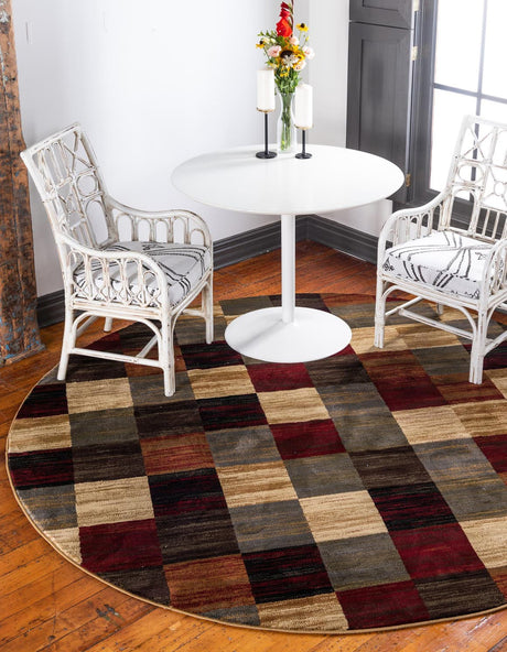 Multicolor 7' 10 x 7' 10 Barista Round Area Rug 100% Polypropylene Abstract Modern Geometric Carpet for Living Room Dining Office Dorm Room Decor for Sale at Rug Engine