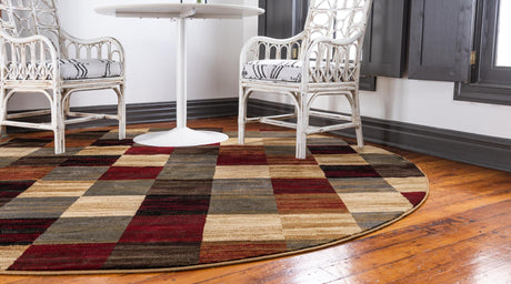 Multicolor 5' 3 x 5' 3 Barista Round Area Rug 100% Polypropylene Abstract Modern Geometric Carpet for Living Room Dining Office Dorm Room Decor for Sale at Rug Engine