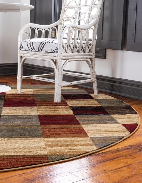 Multicolor 5' 3 x 5' 3 Barista Round Area Rug 100% Polypropylene Abstract Modern Geometric Carpet for Living Room Dining Office Dorm Room Decor for Sale at Rug Engine