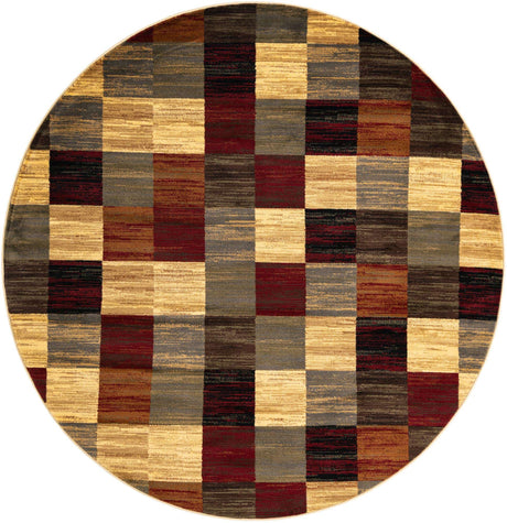 Multicolor 7' 10 x 7' 10 Barista Round Area Rug 100% Polypropylene Abstract Modern Geometric Carpet for Living Room Dining Office Dorm Room Decor for Sale at Rug Engine