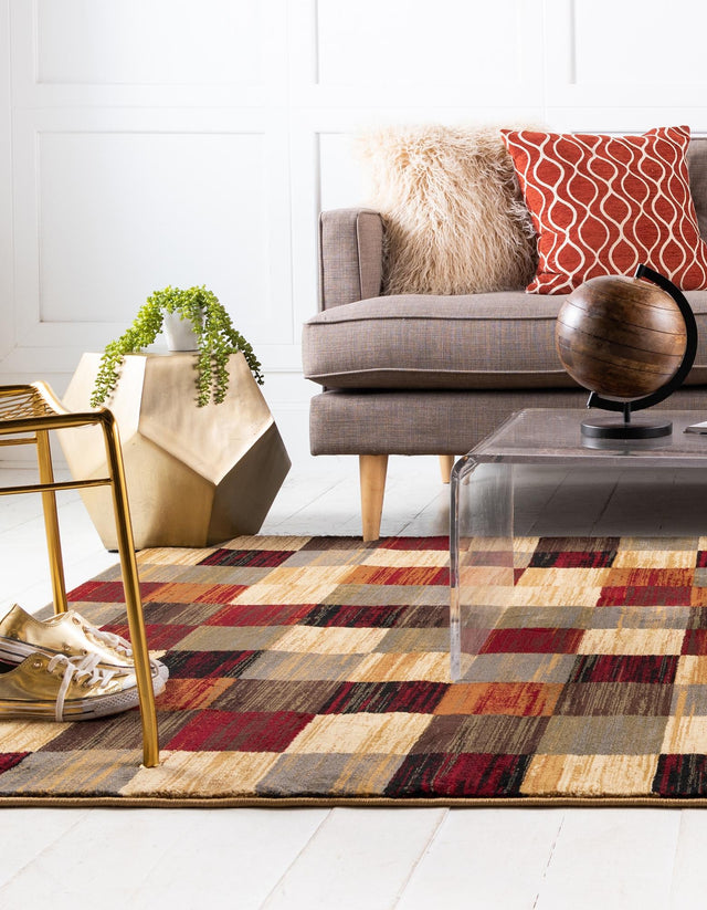 Multicolor 9' x 12' Barista Rectangle Area Rug 100% Polypropylene Abstract Modern Geometric Carpet for Living Room Dining Office Dorm Room Decor for Sale at Rug Engine