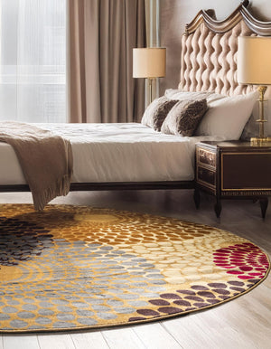 Beige 4' 1 x 4' 1 Barista Round Area Rug 100% Polypropylene Abstract Modern Geometric Carpet for Living Room Dining Office Dorm Room Decor for Sale at Rug Engine