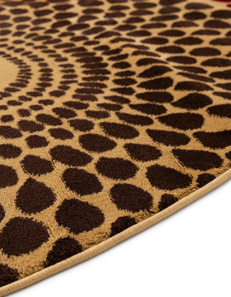 Beige 4' 1 x 4' 1 Barista Round Area Rug 100% Polypropylene Abstract Modern Geometric Carpet for Living Room Dining Office Dorm Room Decor for Sale at Rug Engine