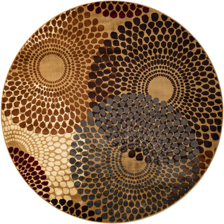 Beige 7' 10 x 7' 10 Barista Round Area Rug 100% Polypropylene Abstract Modern Geometric Carpet for Living Room Dining Office Dorm Room Decor for Sale at Rug Engine
