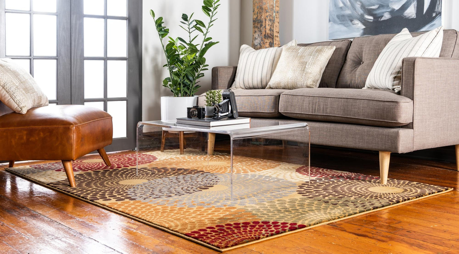 Beige 7' 10 x 10' Barista Rectangle Area Rug 100% Polypropylene Abstract Modern Geometric Carpet for Living Room Dining Office Dorm Room Decor for Sale at Rug Engine