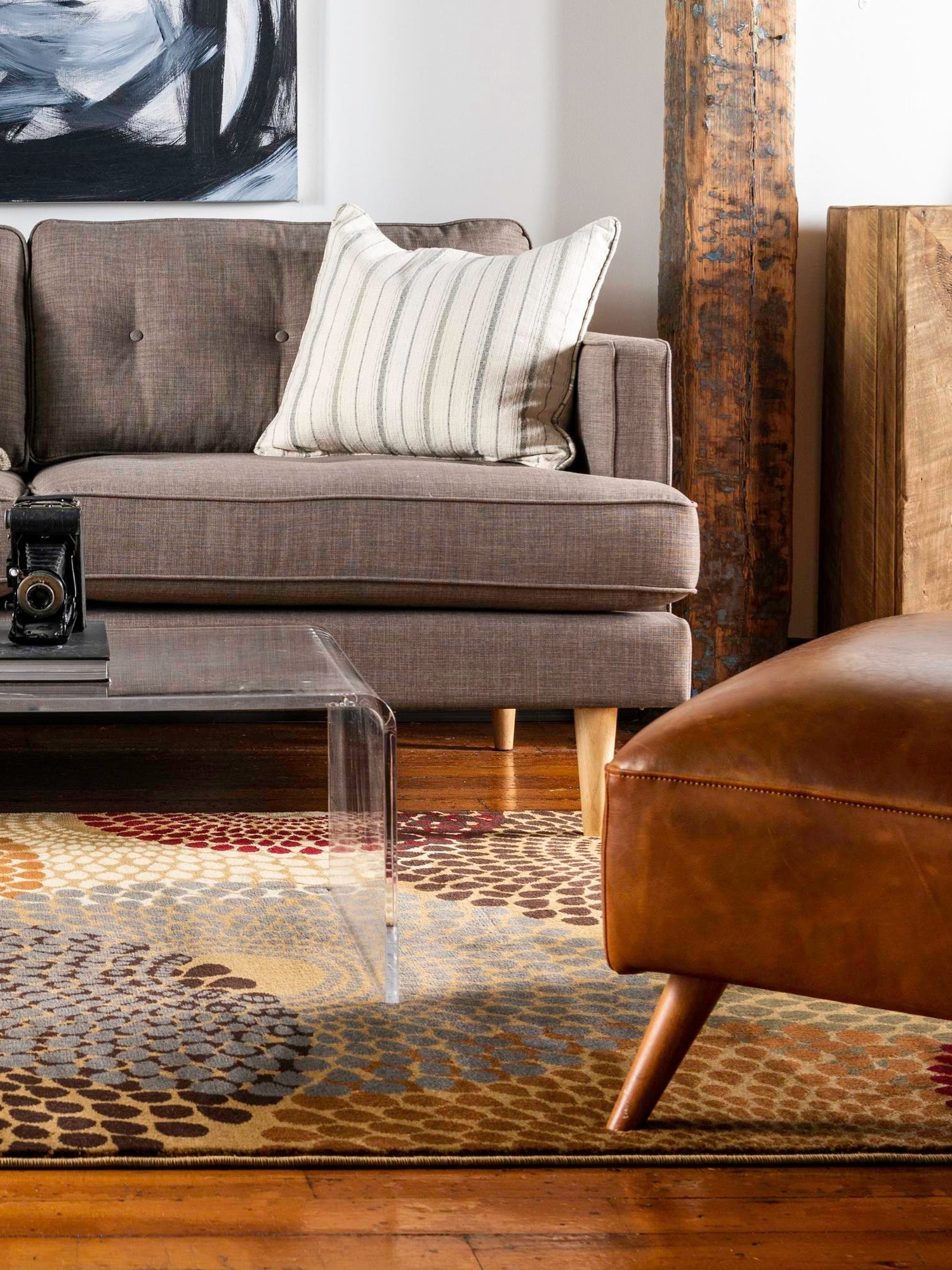 Beige 7' 10 x 10' Barista Rectangle Area Rug 100% Polypropylene Abstract Modern Geometric Carpet for Living Room Dining Office Dorm Room Decor for Sale at Rug Engine
