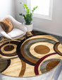Beige 4' 1 x 4' 1 Barista Round Area Rug 100% Polypropylene Abstract Modern Geometric Carpet for Living Room Dining Office Dorm Room Decor for Sale at Rug Engine
