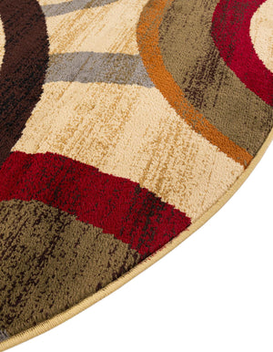 Beige 4' 1 x 4' 1 Barista Round Area Rug 100% Polypropylene Abstract Modern Geometric Carpet for Living Room Dining Office Dorm Room Decor for Sale at Rug Engine