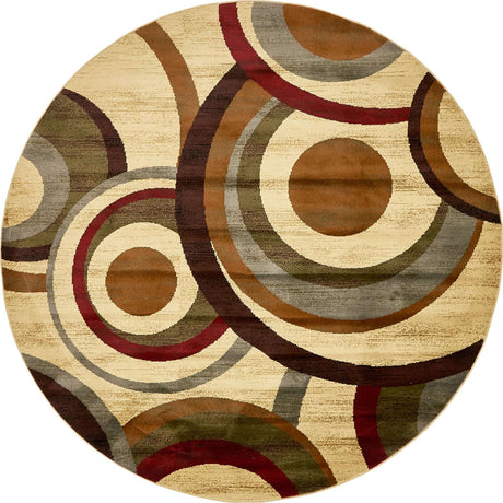 Beige 7' 10 x 7' 10 Barista Round Area Rug 100% Polypropylene Abstract Modern Geometric Carpet for Living Room Dining Office Dorm Room Decor for Sale at Rug Engine
