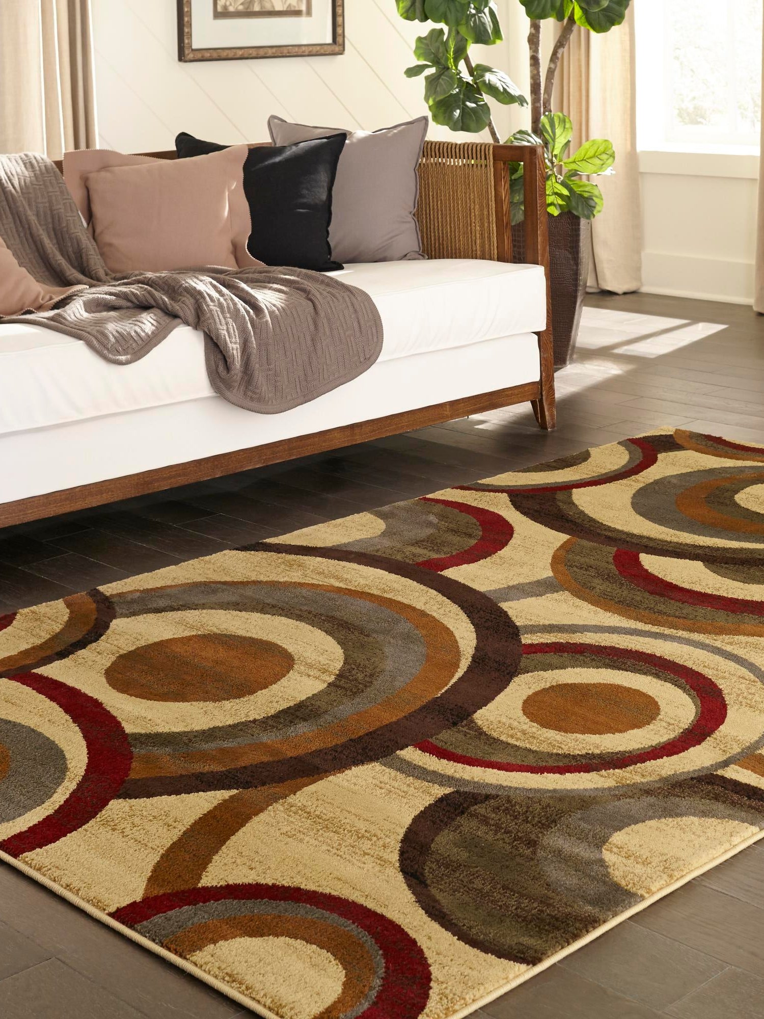 Beige 4' 1 x 6' 1 Barista Rectangle Area Rug 100% Polypropylene Abstract Modern Geometric Carpet for Living Room Dining Office Dorm Room Decor for Sale at Rug Engine
